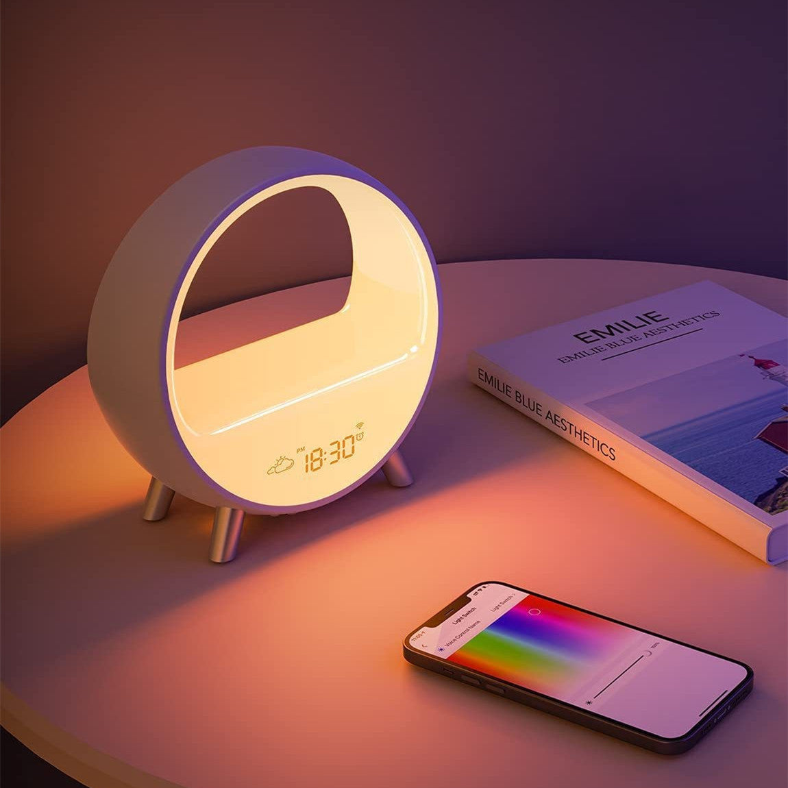 Atmosphere Lamp Bluetooth Speaker Smart Alarm Clock Night Light WiFi Wake
